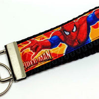 Spiderman Paint Key Fob Wristlet Keychain 1 1/4"wide Zipper pull Camera strap Petcollarshandmade