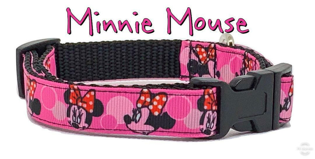 Minnie Mouse Dog collar handmade adjustable buckle collar 5/8"wide or leash
