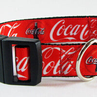 Coca Cola dog collar handmade adjustable buckle collar 1" or 5/8" wide or leash