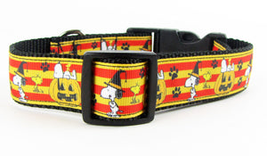 Halloween Snoopy dog collar handmade adjustable buckle collar 1" wide or leash