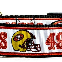 SF 49ers dog collar handmade adjustable buckle football 1" or 5/8" wide or leash