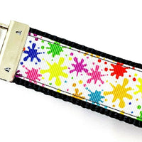 Splatter Paint Key Fob Wristlet Keychain 1 1/4"wide Zipper pull Camera strap