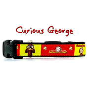 Curious George dog collar handmade adjustable buckle 5/8" wide or leash cartoon Petcollarshandmade