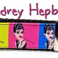Audrey Hepburn Key Fob Wristlet Keychain 1"wide Zipper pull Camera strap actress