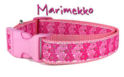 Marimekko Flowers dog collar handmade adjustable buckle 1" or 5/8 wide or leash Petcollarshandmade