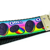 Oreo Cookie Key Fob Wristlet Keychain 1"wide Zipper pull Camera strap handmade - Furrypetbeds