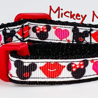 Mickey Mouse cat & small dog collar 1/2" wide adjustable handmade bell or leash