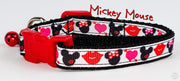 Mickey Mouse cat & small dog collar 1/2" wide adjustable handmade bell or leash Petcollarshandmade