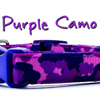 Purple Camo dog collar handmade adjustable buckle collar 5/8" wide or leash
