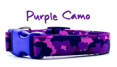 Purple Camo dog collar handmade adjustable buckle collar 5/8
