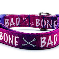 Bad to the Bone dog collar handmade adjustable buckle collar 5/8" wide or leash