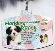 Florida Drivers License Pet ID tags Dog ID Tag Personalized Pet ID Tag aluminum Petcollarshandmade