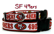 SF 49ers dog collar handmade adjustable buckle football 1" or 5/8" wide or leash Petcollarshandmade - Furrypetbeds