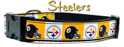 Steelers dog collar handmade adjustable buckle football 1