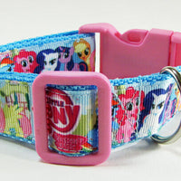 My Little Pony dog collar handmade adjustable buckle collar 1"wide or leash Petcollarshandmade