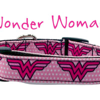Wonder Woman dog collar handmade adjustable buckle collar 5/8" wide or leash