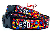 Lego dog collar handmade adjustable buckle collar 1" or 5/8"wide or leash blocks Petcollarshandmade