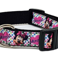 Minnie Mouse Dog collar handmade adjustable buckle 1" or 5/8" wide leash