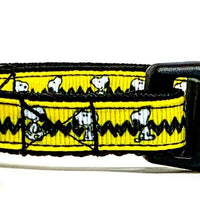 Snoopy cat or small dog collar 1/2" wide adjustable handmade bell or leash