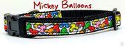 Mickey Balloons cat or small dog collar Disney 1/2" wide adjustable handmade Petcollarshandmade