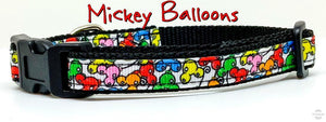 Mickey Balloons cat or small dog collar Disney 1/2" wide adjustable handmade