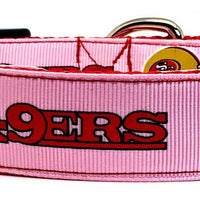 SF 49ERS girl dog collar handmade adjustable buckle 1" or 5/8" wide or leash