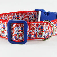 Raggedy Ann & Andy dog collar handmade adjustable buckle collar 1" wide or leash