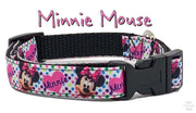 Minnie Mouse Dog collar handmade adjustable buckle collar 5/8"wide or leash Petcollarshandmade