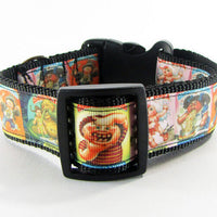 Garbage Pail Kids dog collar handmade adjustable buckle 1" wide or leash fabric Petcollarshandmade