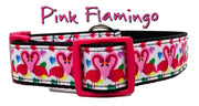 Pink Flamingo dog collar Handmade adjustable buckle 1" or 5/8" wide or leash - Furrypetbeds