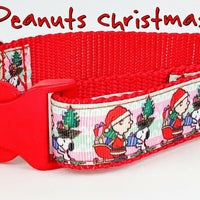 Peanuts Christmas dog collar handmade adjustable buckle 1" or 5/8" wide or leash Petcollarshandmade