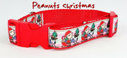 Peanuts Christmas dog collar handmade adjustable buckle 1" or 5/8" wide or leash Petcollarshandmade