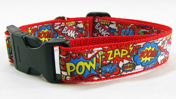 Super Hero dog collar handmade adjustable buckle collar 1" wide or leash