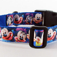 Mickey Mouse dog collar handmade adjustable buckle 1" or 5/8" wide leash Petcollarshandmade