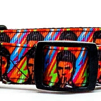 David Bowie dog collar handmade adjustable buckle collar 5/8" wide or leash
