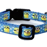 Minions cat or small dog collar 1/2" wide adjustable handmade bell or leash