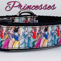 Princesses dog collar handmade adjustable buckle collar 1" wide leash Petcollarshandmade