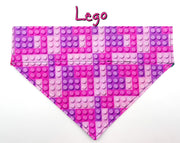 Lego Blocks Dog Bandana Over the Collar dog bandana Dog collar bandana pink toy Petcollarshandmade