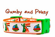 Gumby and Pokey dog collar handmade adjustable buckle collar 1" wide or leash Petcollarshandmade