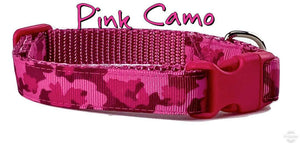 Pink Camo Dog collar handmade adjustable buckle 5/8" wide or leash small dog Petcollarshandmade