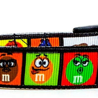M&M's candy dog collar handmade adjustable buckle collar 5/8" wide or leash