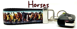Horses Key Fob Wristlet Keychain 1 1/4"wide Zipper pull Camera strap - Furrypetbeds