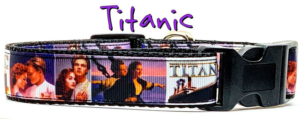 Titanic dog collar Movie handmade adjustable buckle 1" wide or leash - Furrypetbeds