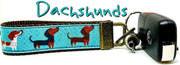 Dachshunds Key Fob Wristlet Keychain 1"wide Zipper pull Camera strap handmade - Furrypetbeds