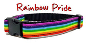 Rainbow Pride dog collar handmade adjustable buckle collar 5/8" wide or leash