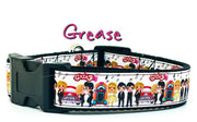 Grease dog collar Handmade adjustable buckle collar 1" wide or leash movie Petcollarshandmade