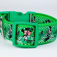 St Pattys Day Disney dog collar handmade adjustable buckle collar 1"wide orleash