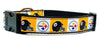 Steelers dog collar handmade adjustable buckle football 1" or 5/8" wide or leash