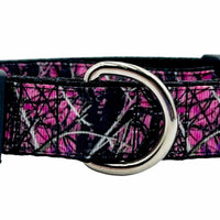 Camo dog collar handmade adjustable buckle 1" wide or leash Girly Pink