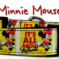 Minnie Mouse Dog collar handmade adjustable buckle collar 1"wide or leash Petcollarshandmade